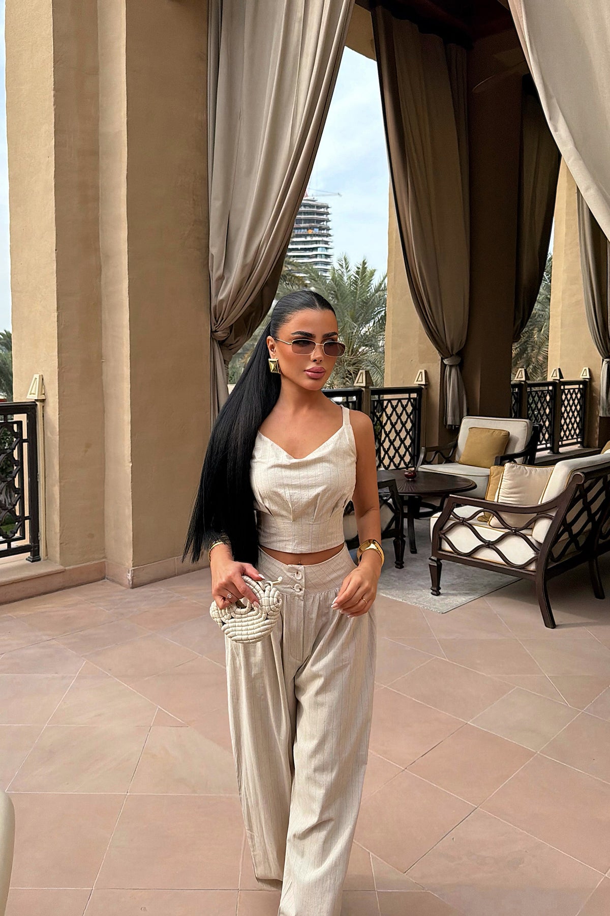 Ekru Bustiyer Pantolon Takım ATE-4700