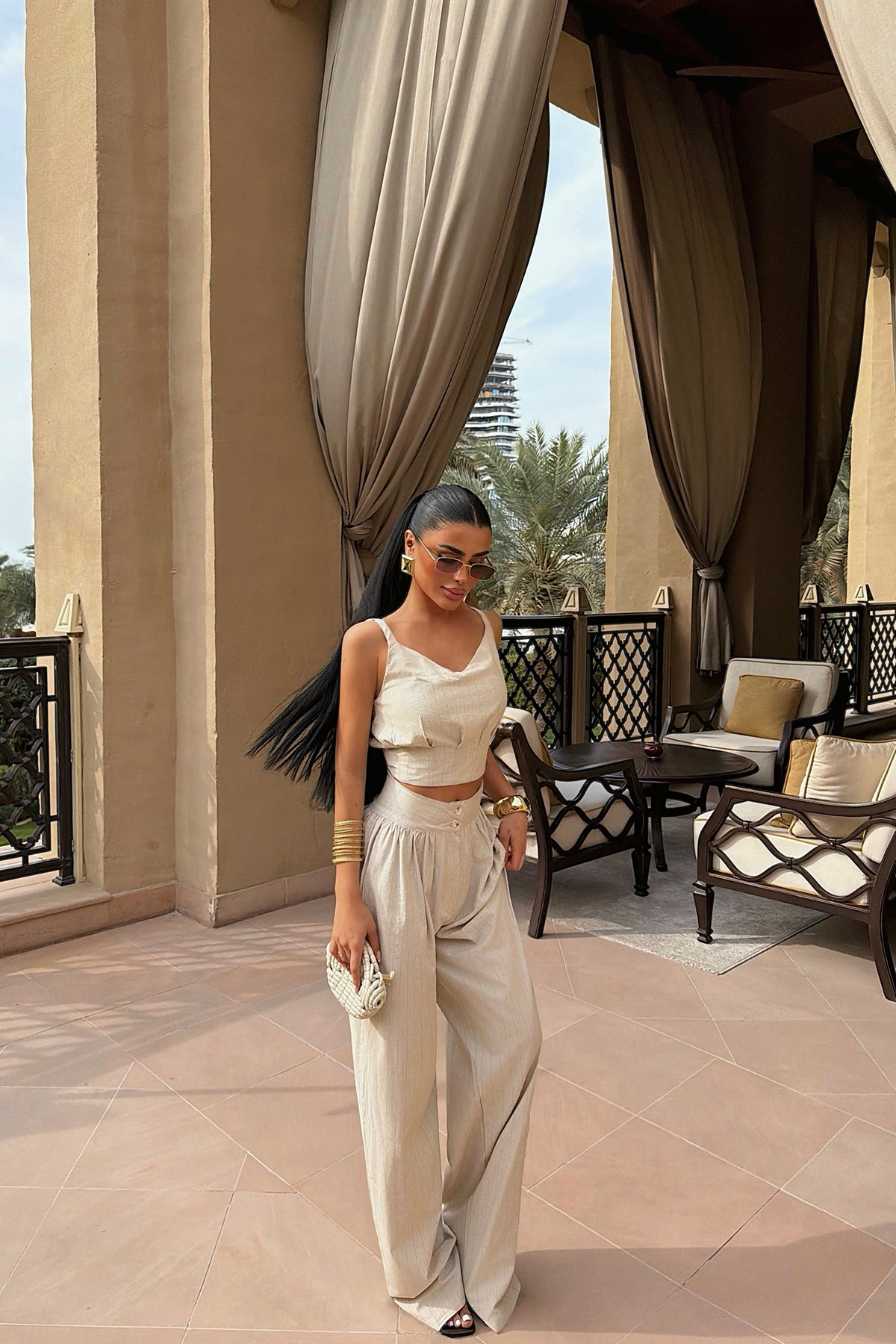 Ekru Bustiyer Pantolon Takım ATE-4700