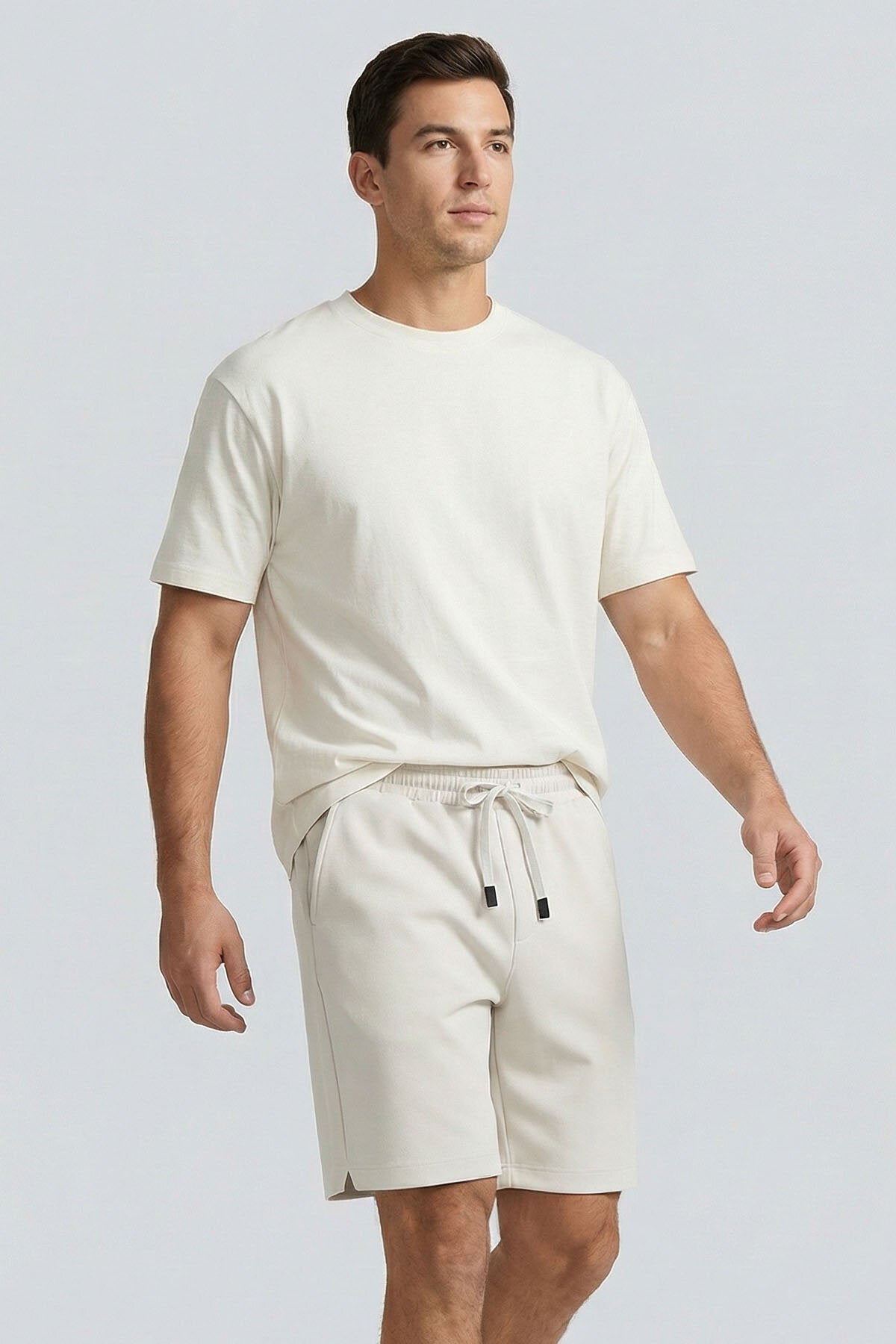 Ekru Standart Fit Basic Arka Cepli Erkek Şort - 81314