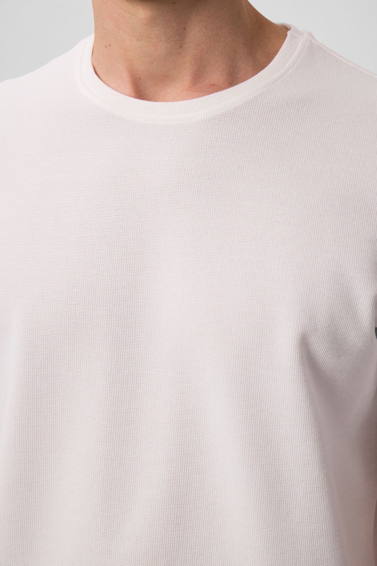 Ekru Yüzeyi Dokulu Rahat Form Basic Erkek T-Shirt - 88436