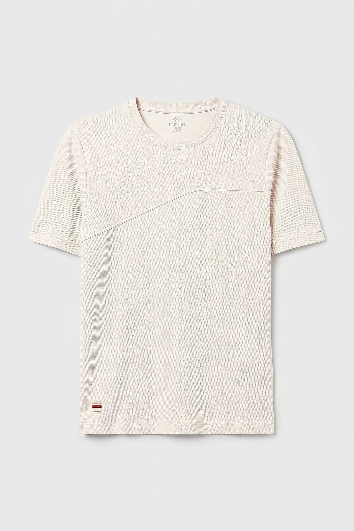 Ekru Rahat Form Yüzeyi Dokulu Ön Dikiş Detaylı Erkek T-Shirt - 88437