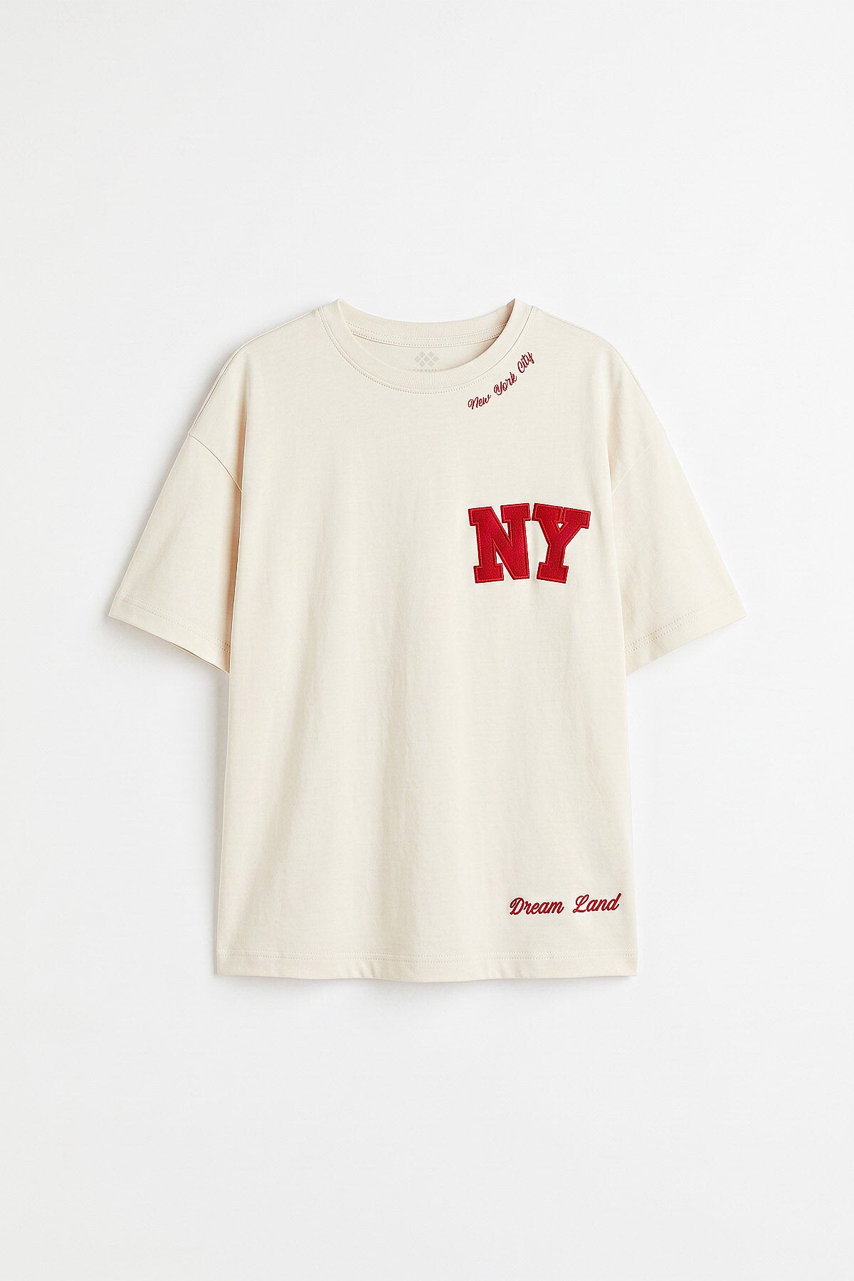 Ekru Oversize Kısa Kollu Baskılı Kız Çocuk T-Shirt - 75174