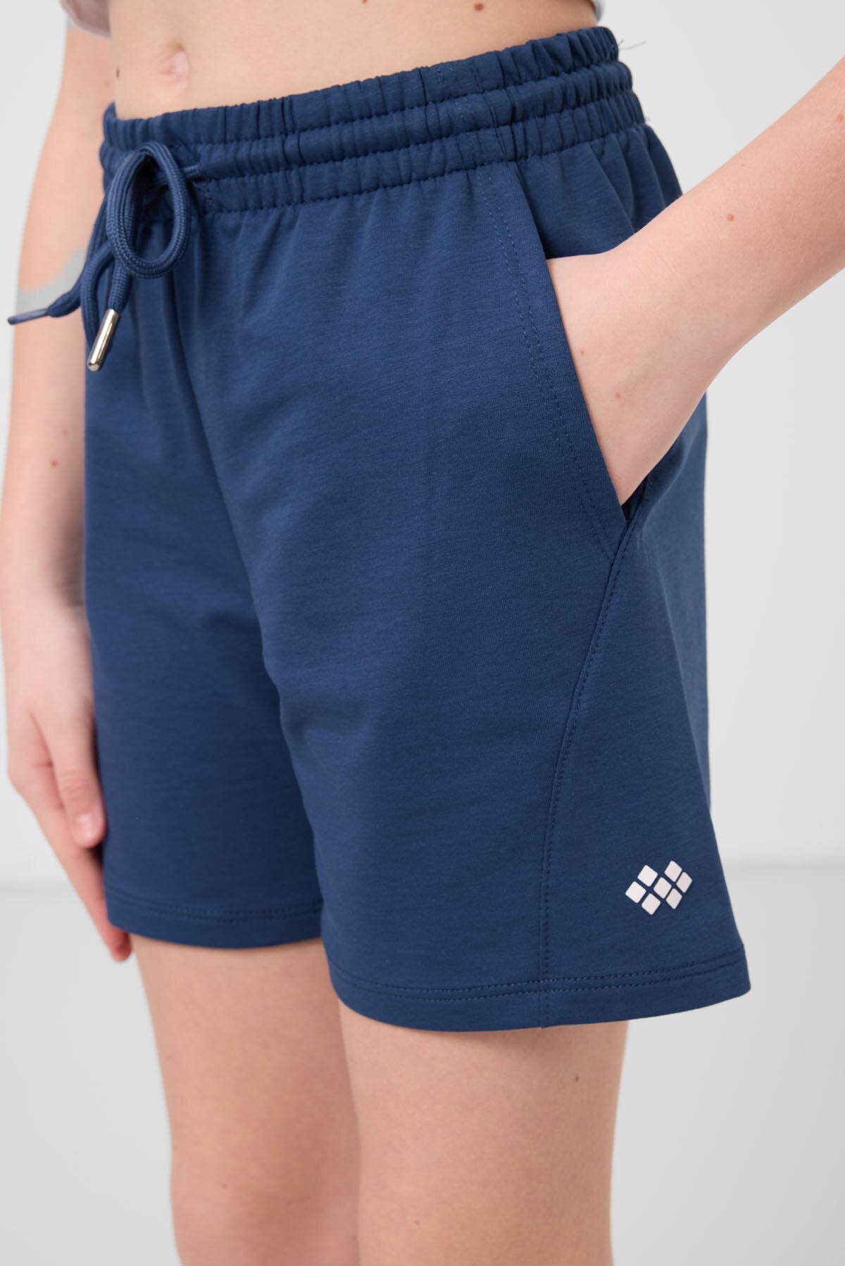 Ekru-Parlament Pamuklu Yumuşak Dokulu Standart Fit Basic Kız Çocuk Şort Takım - 75184