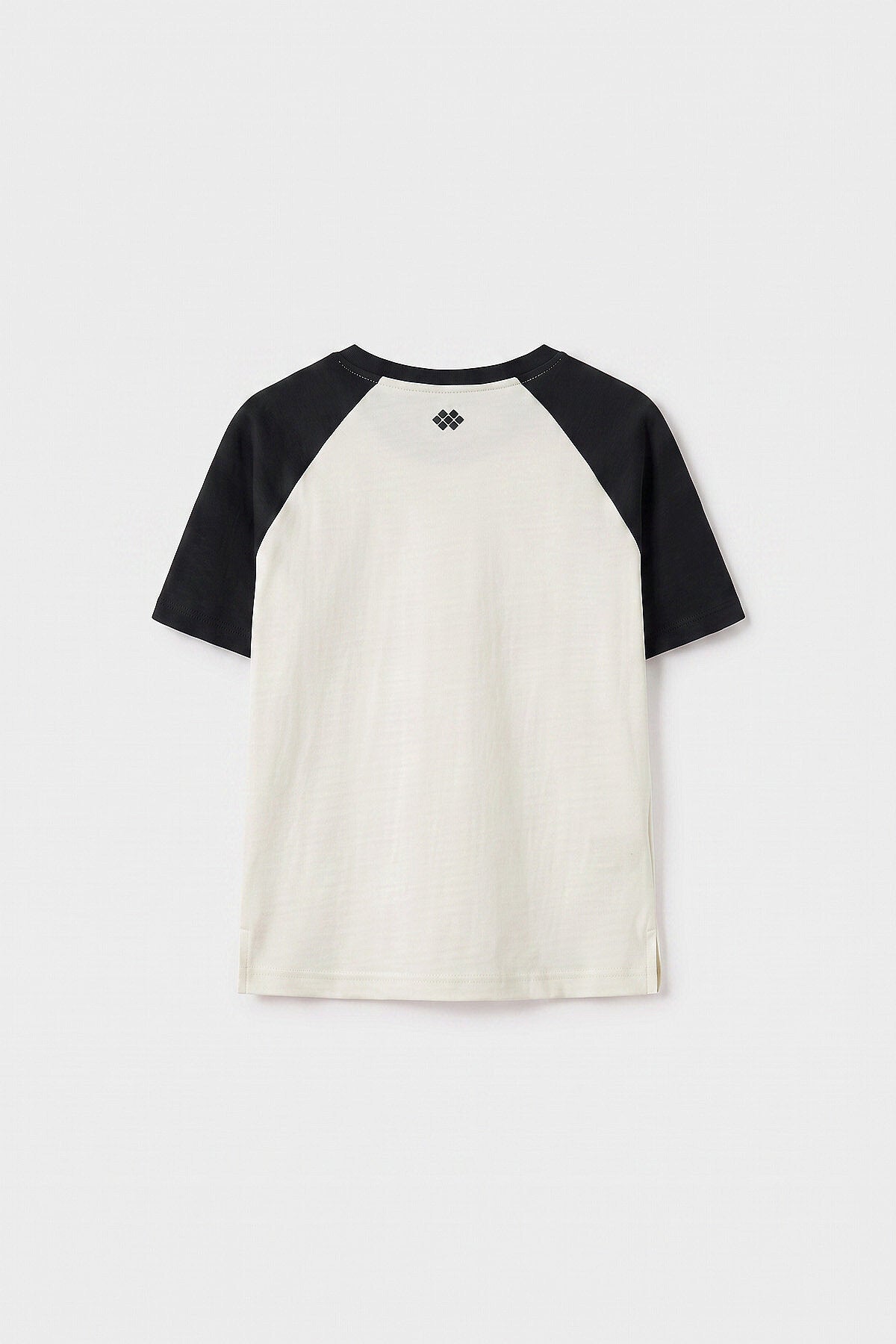 Ekru-Siyah Standart Fit Reglan Kollu Kız Çocuk T-Shirt - 75180