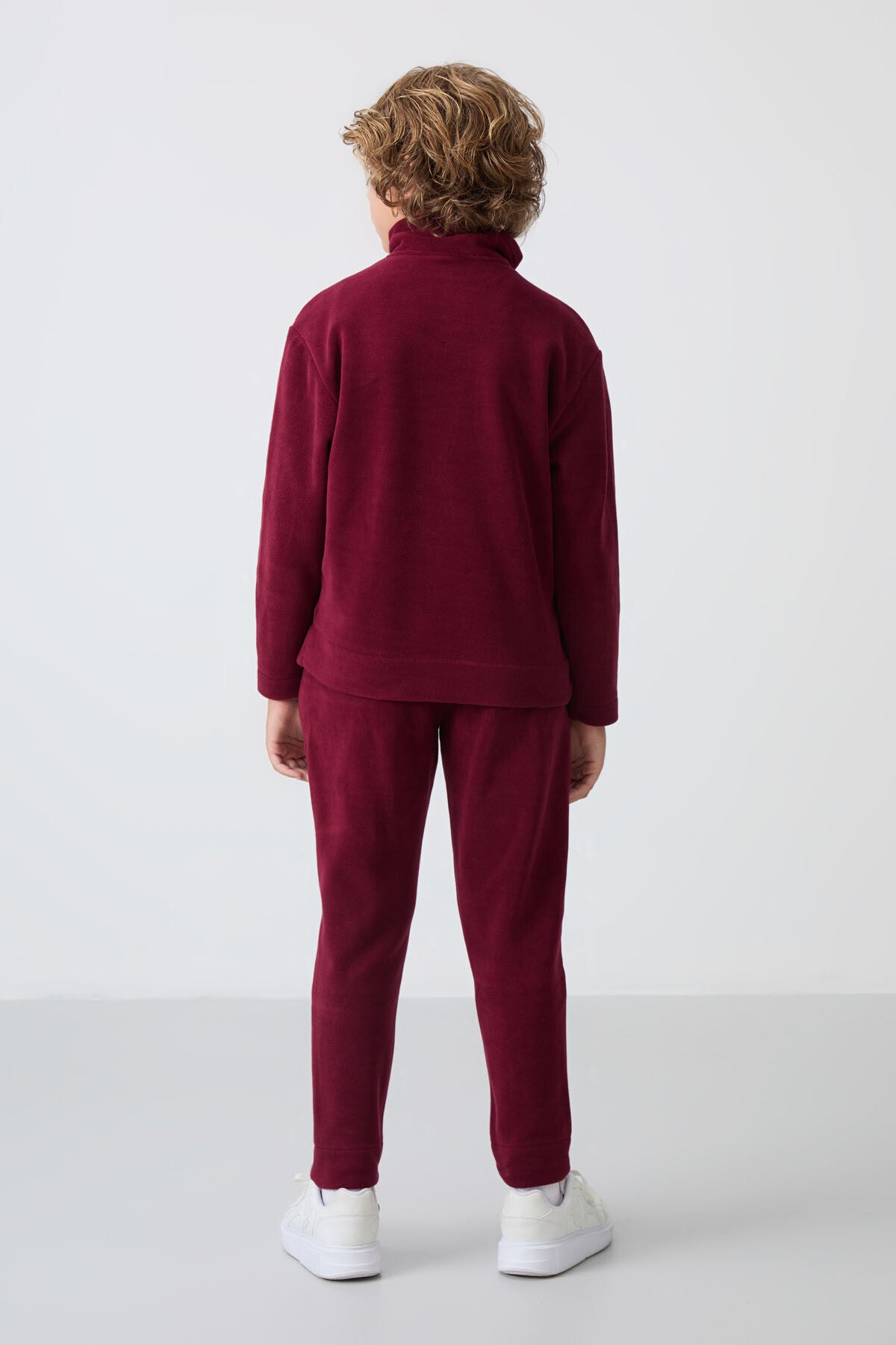 Erguvan Kalın Yumuşak Dokulu Standart Fit Nakışlı Polar Erkek Çocuk Eşofman Takım - 11218