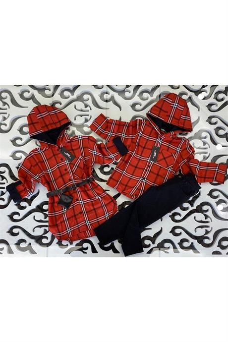 Erkek Çocuk Kapüşonlu Gömlek Kiremit 12 Yaş