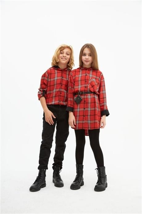 Erkek Çocuk Kapüşonlu Gömlek Kiremit 4 Yaş