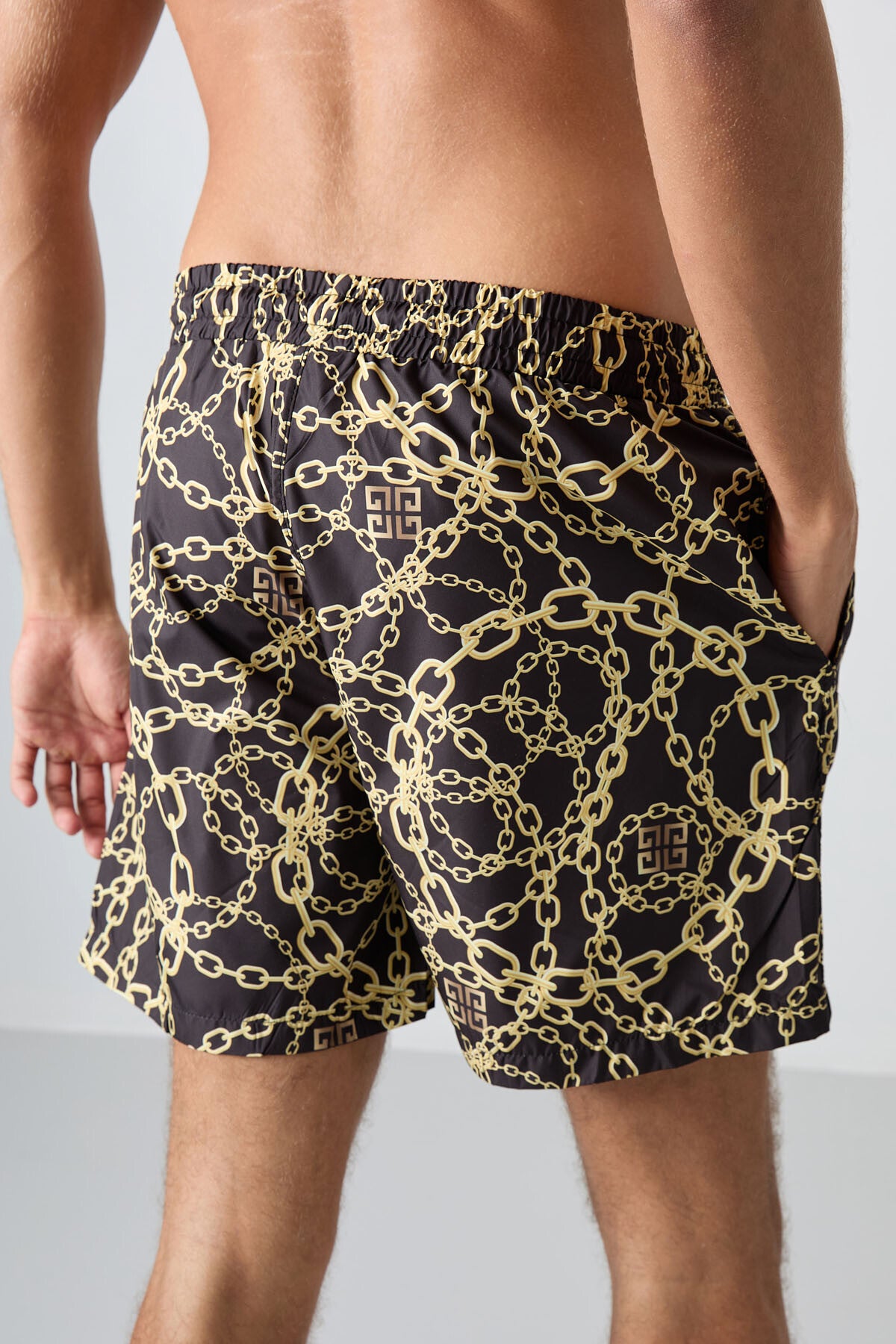 Zincir Desenli Hızlı Kuruyan Standart Fit Erkek Deniz Şortu - 81267