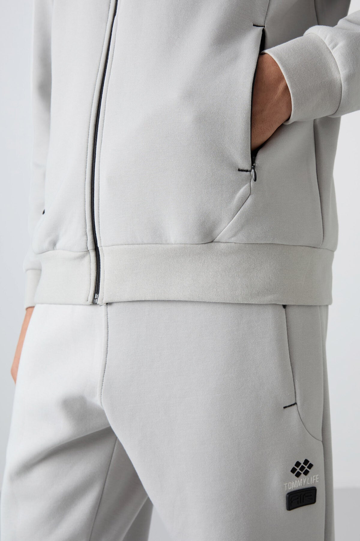 Taş Pamuklu Kalın Yumuşak Dokulu Comfort Fit Baskılı Erkek Eşofman Takım - 85236