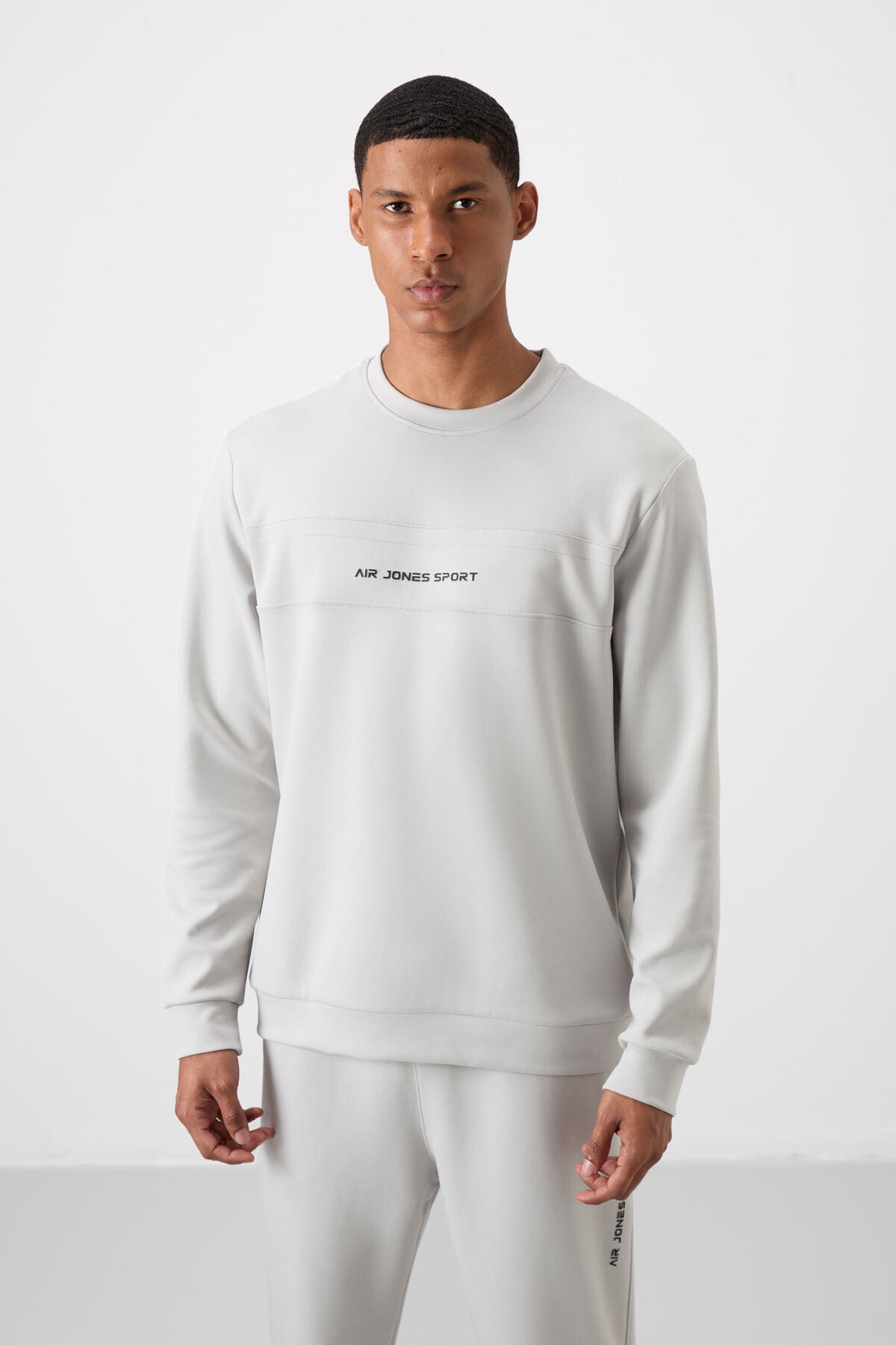 Taş Pamuklu Kalın Yumuşak Dokulu Comfort Fit Baskılı Erkek Eşofman Takım - 85253