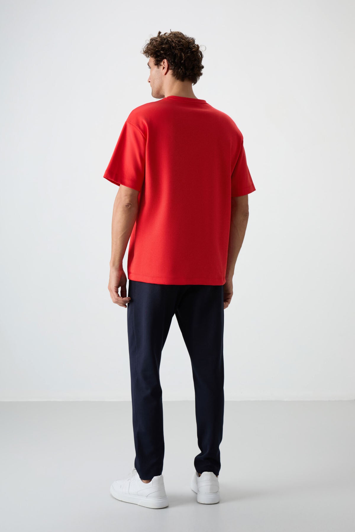 Fiesta - Lacivert Pamuklu Kalın Yumuşak Dokulu Oversize Fit Basic Erkek Eşofman Takım - 85251