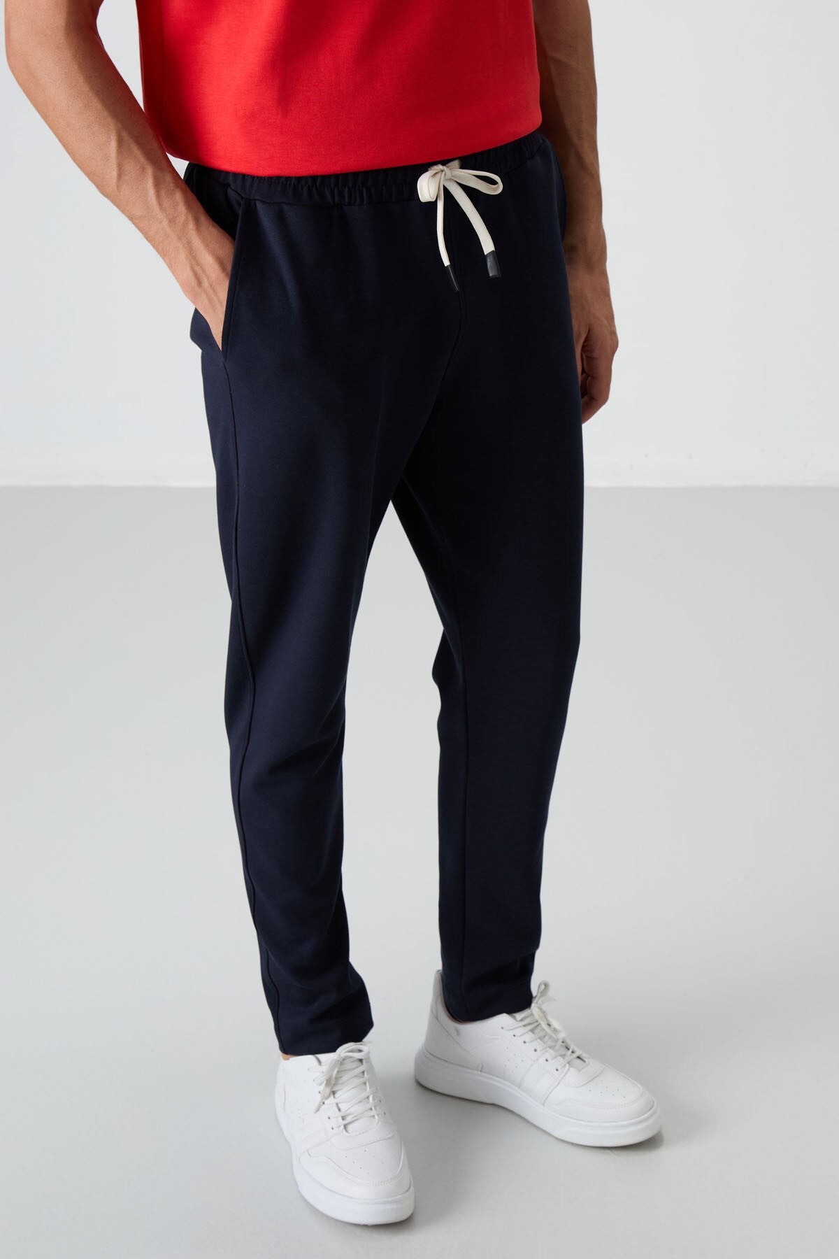 Fiesta - Lacivert Pamuklu Kalın Yumuşak Dokulu Oversize Fit Basic Erkek Eşofman Takım - 85251