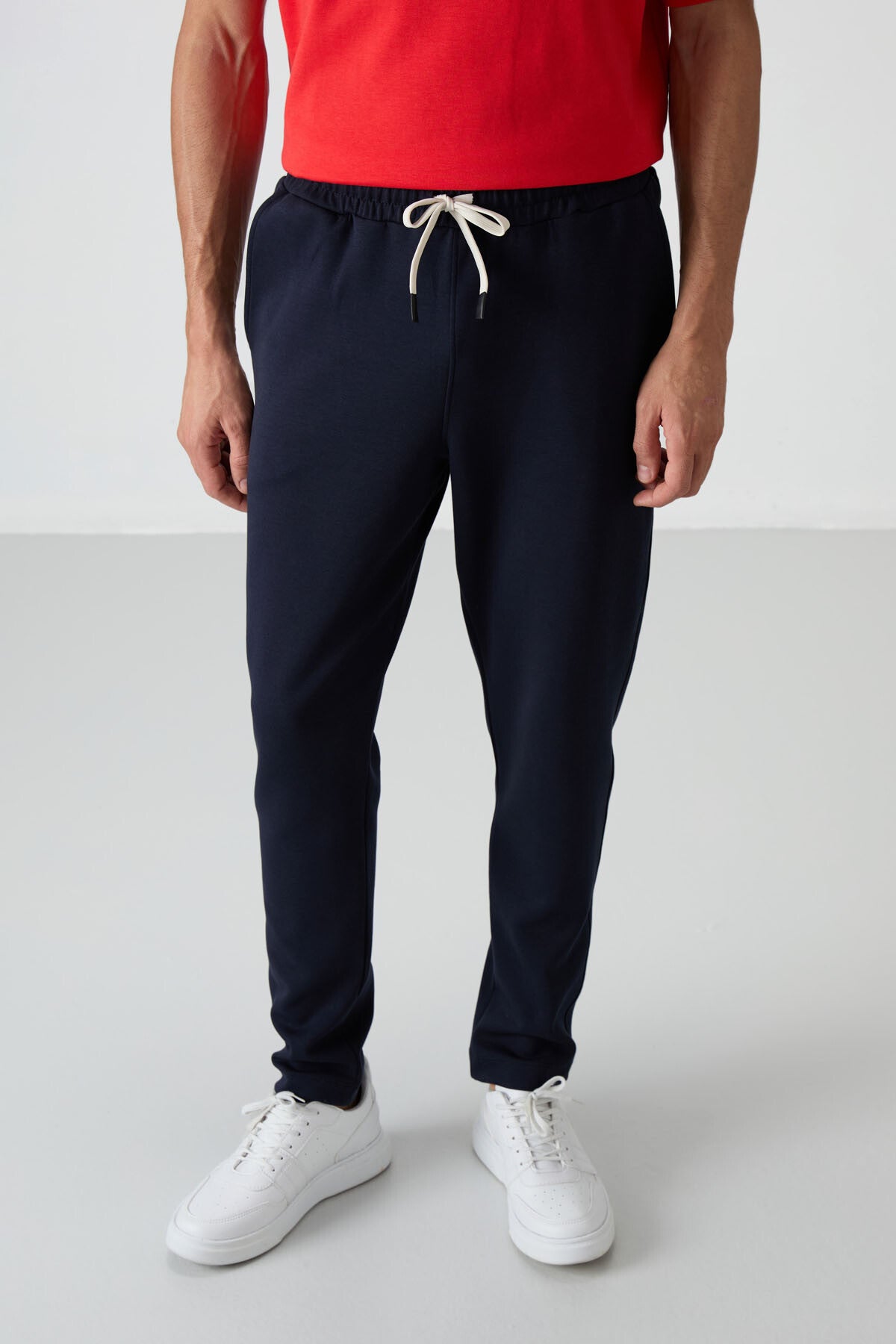 Fiesta - Lacivert Pamuklu Kalın Yumuşak Dokulu Oversize Fit Basic Erkek Eşofman Takım - 85251
