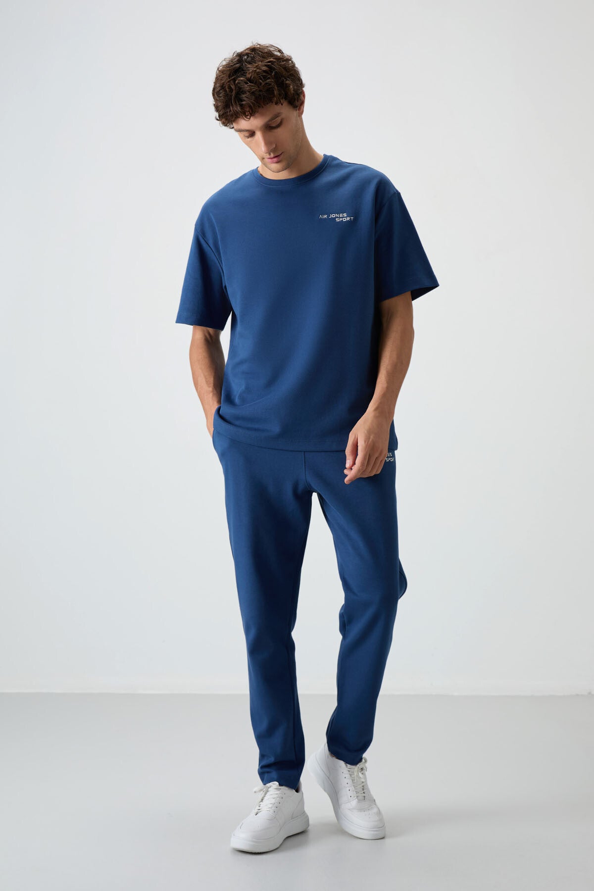 Parlament Pamuklu Kalın Yumuşak Dokulu Oversize Fit Nakışlı Erkek Eşofman Takım - 85252