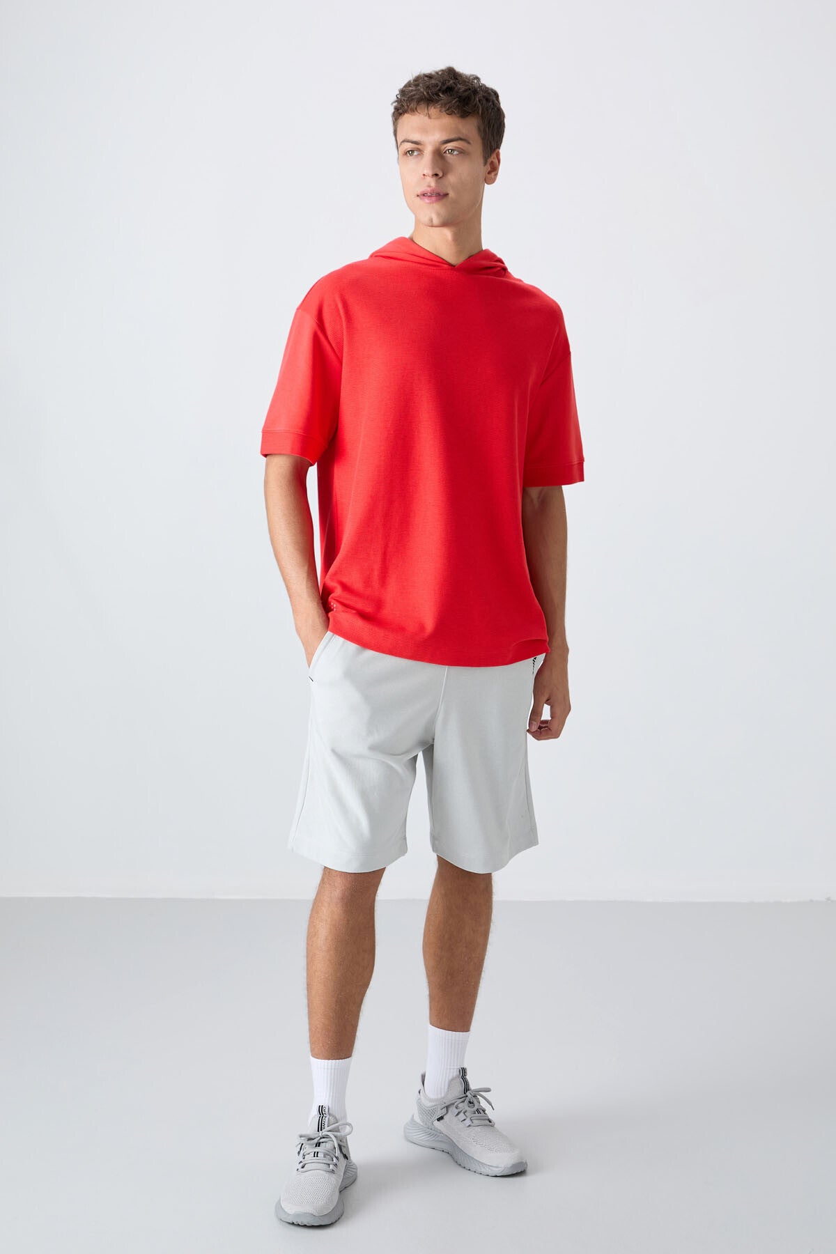 Fiesta Pamuklu Kalın Yüzeyi Dokulu Oversize Fit Basic Erkek T-Shirt - 88335