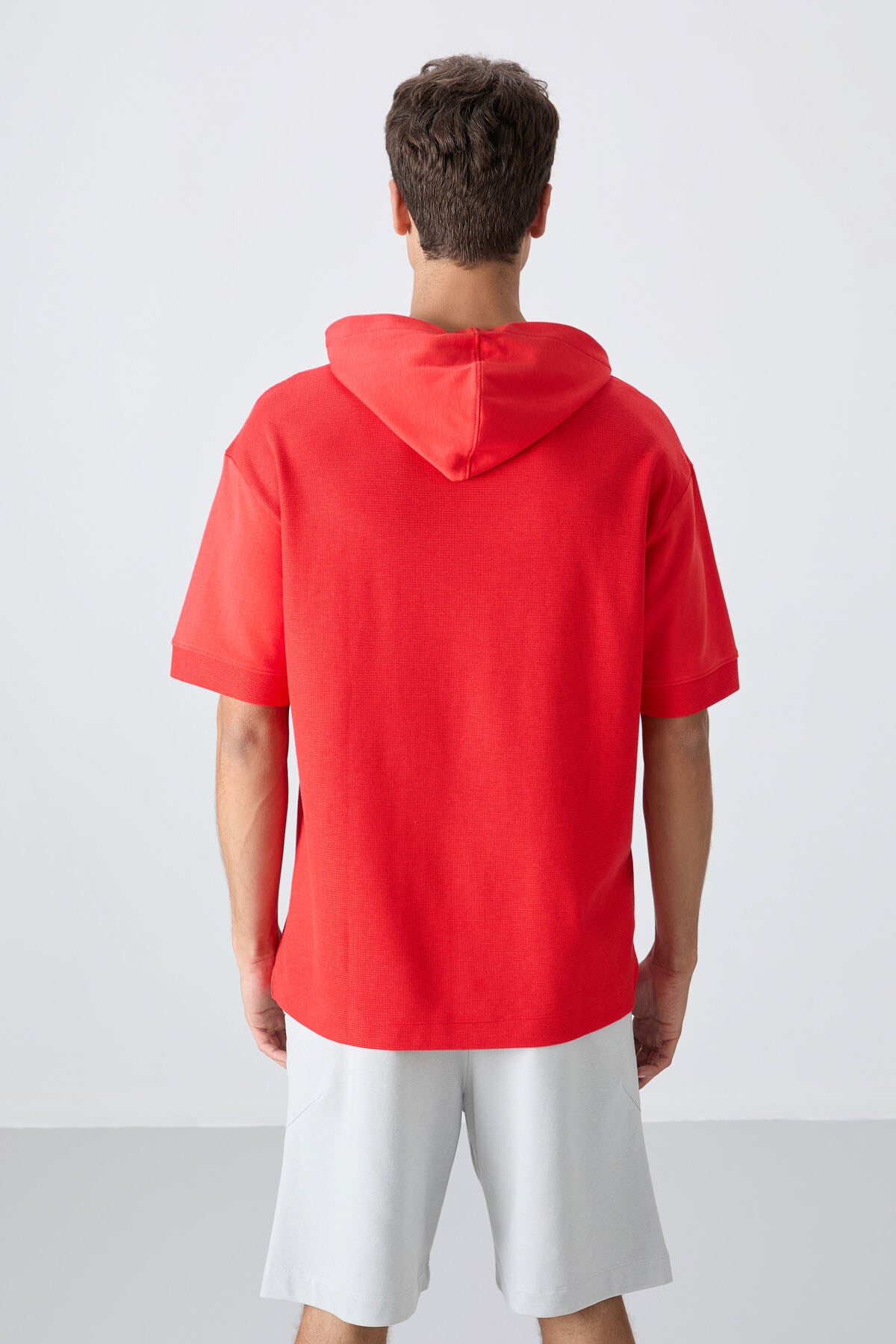Fiesta Pamuklu Kalın Yüzeyi Dokulu Oversize Fit Basic Erkek T-Shirt - 88335