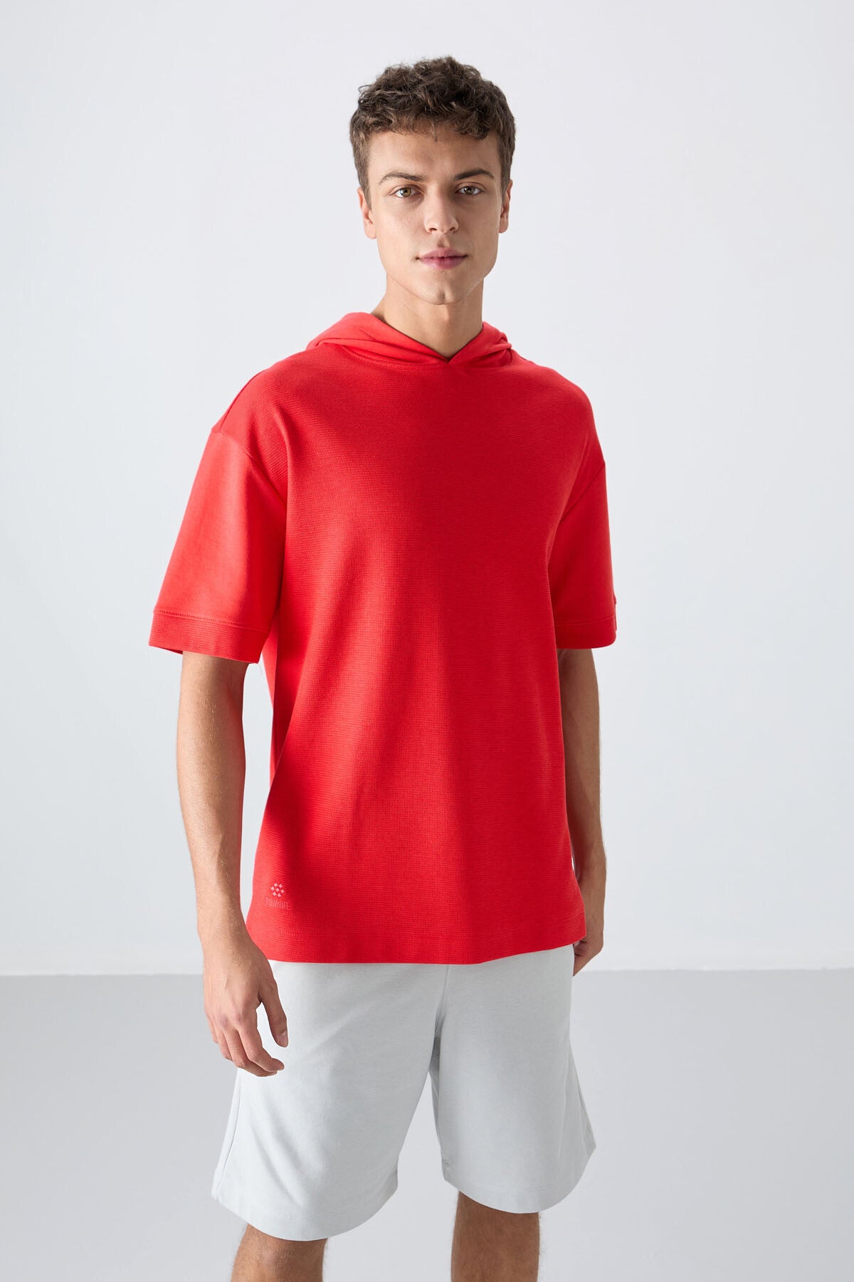 Fiesta Pamuklu Kalın Yüzeyi Dokulu Oversize Fit Basic Erkek T-Shirt - 88335