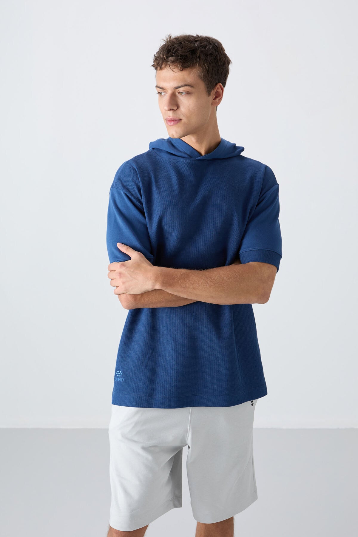 Parlament Pamuklu Kalın Yüzeyi Dokulu Oversize Fit Basic Erkek T-Shirt - 88335