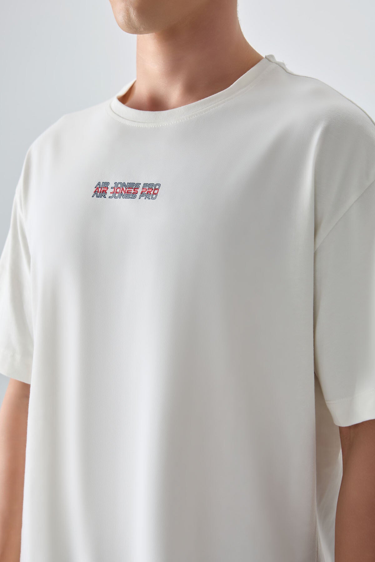 Ekru %100 Pamuk Kalın Yumuşak Dokulu Oversize Fit Baskılı Erkek T-Shirt - 88354