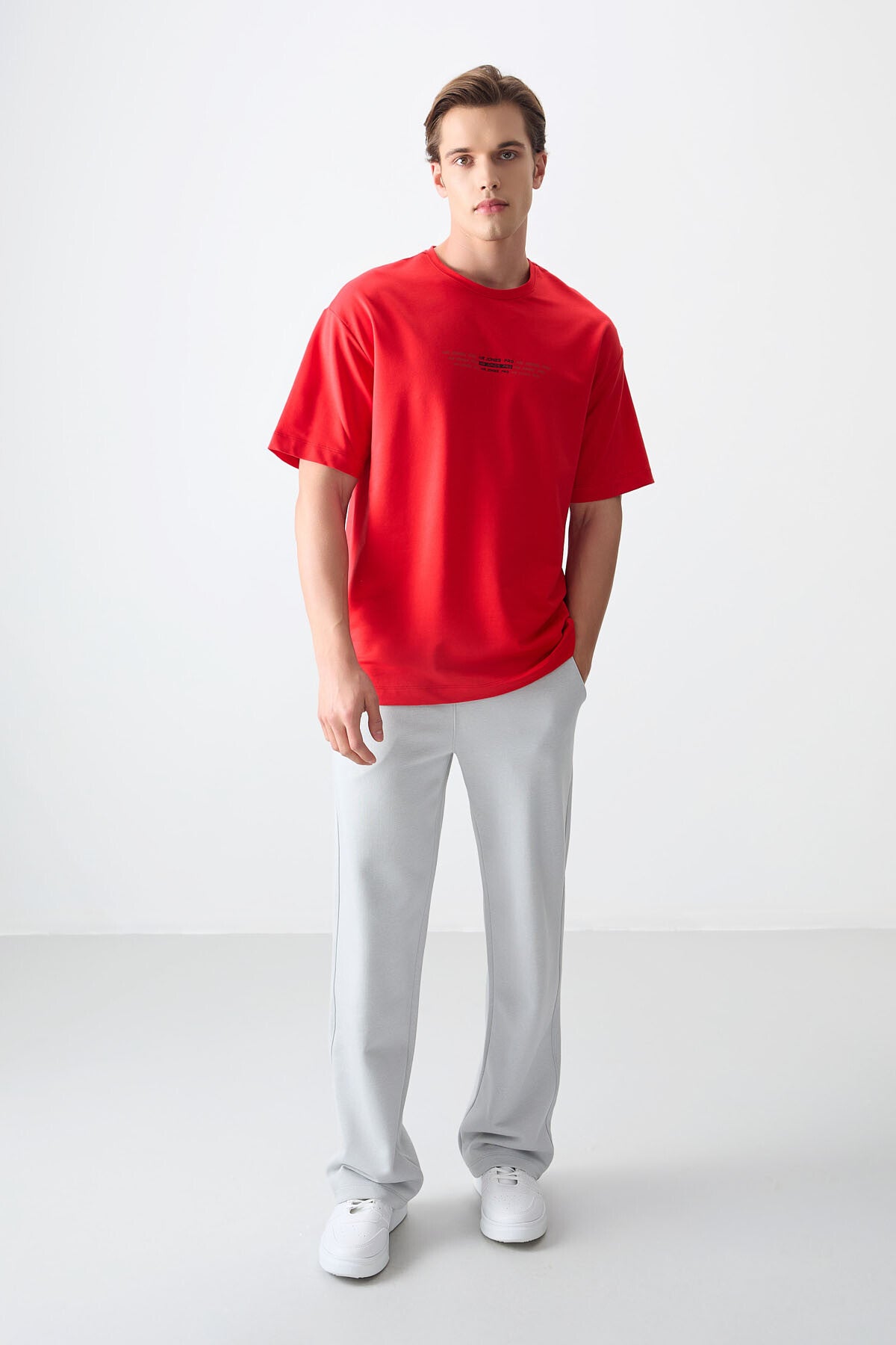 Fiesta Pamuklu Kalın Yumuşak Dokulu Oversize Fit Baskılı Erkek T-Shirt - 88374