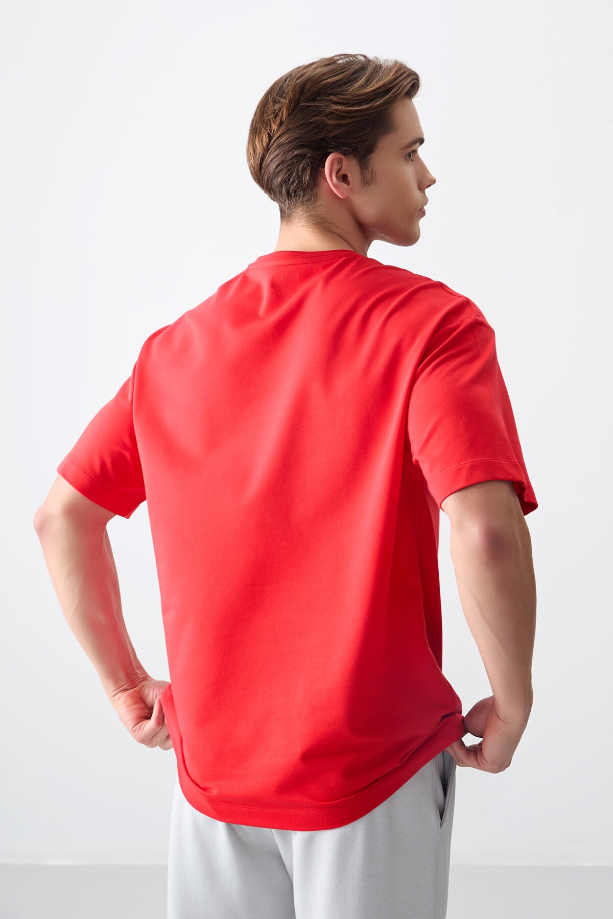 Fiesta Pamuklu Kalın Yumuşak Dokulu Oversize Fit Baskılı Erkek T-Shirt - 88374
