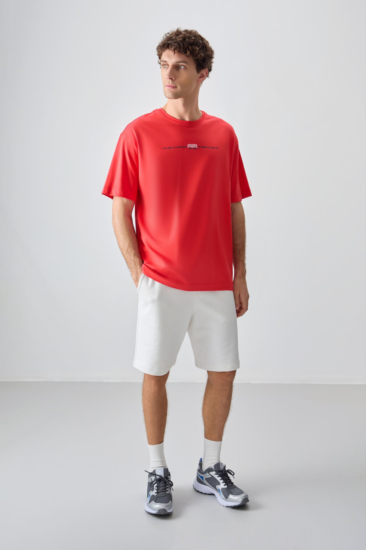 Fiesta %100 Pamuk Kalın Yumuşak Dokulu Oversize Fit Baskılı Erkek T-Shirt - 88357