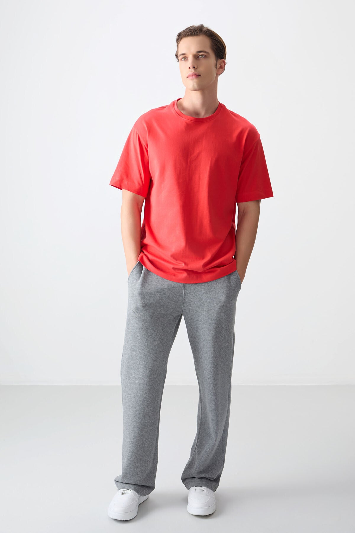 Fiesta %100 Pamuk Kalın Yumuşak Dokulu Oversize Fit Basic Erkek T-Shirt - 88353