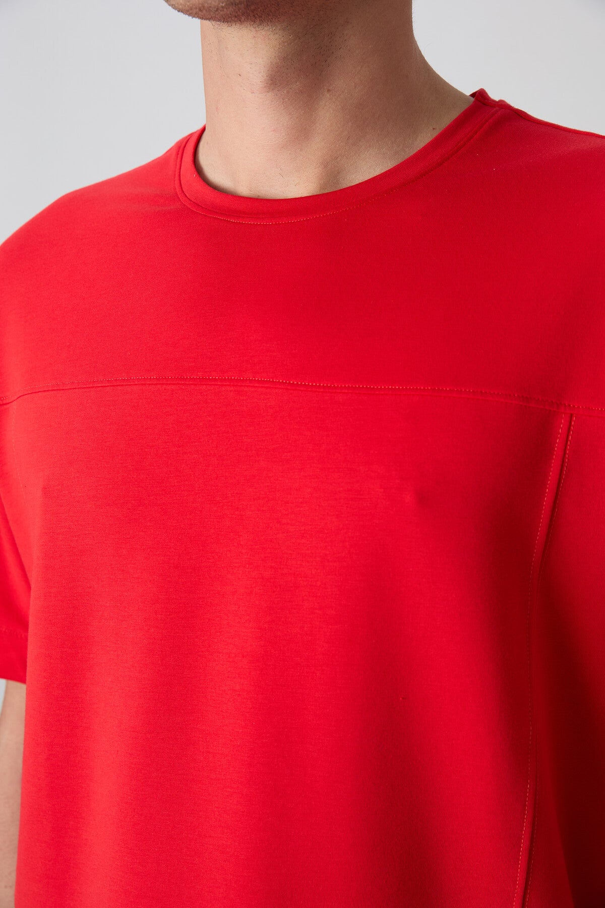 Fiesta Pamuklu Kalın Yumuşak Dokulu Oversize Fit Basic Erkek T-Shirt - 88349