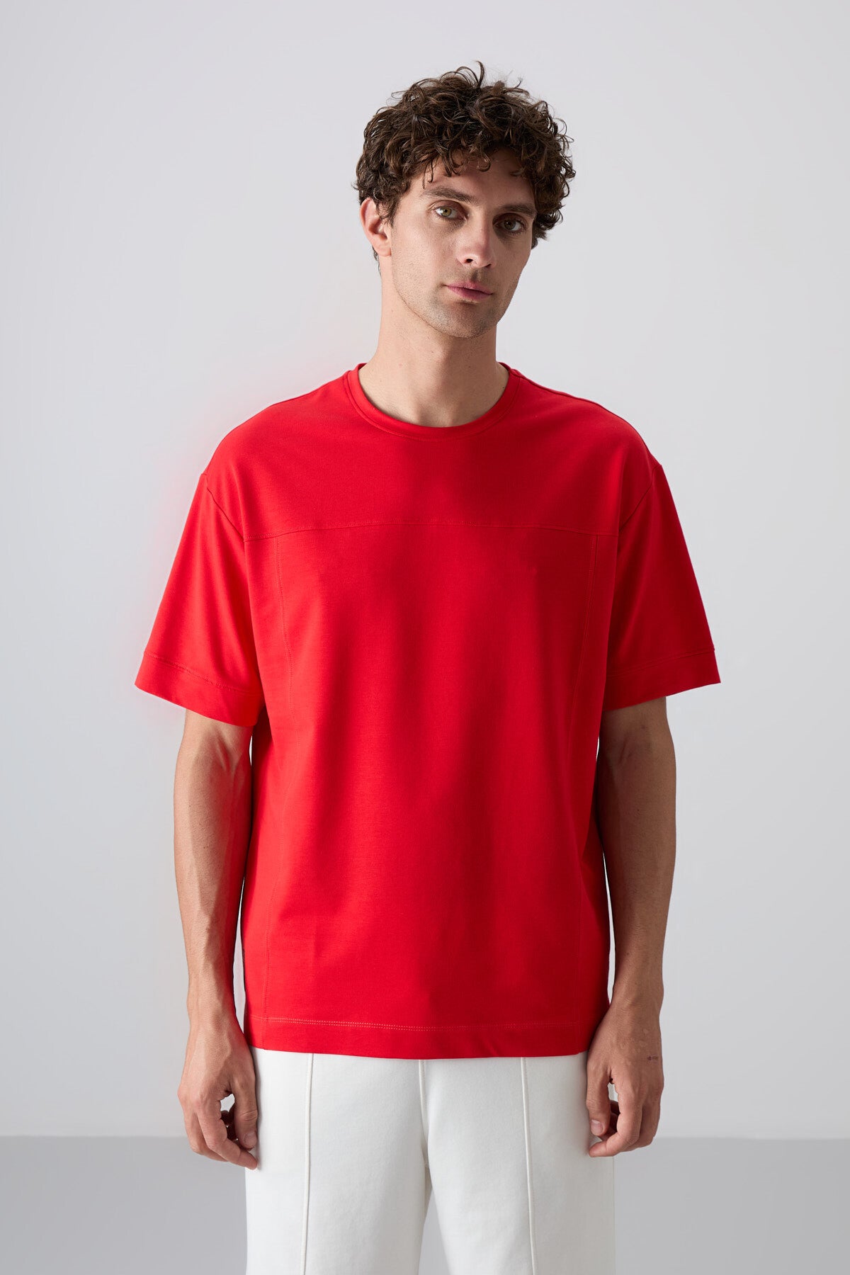 Fiesta Pamuklu Kalın Yumuşak Dokulu Oversize Fit Basic Erkek T-Shirt - 88349