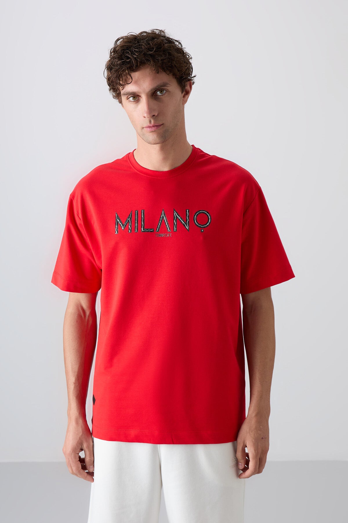 Fiesta Pamuklu Kalın Yumuşak Dokulu Oversize Fit Baskılı Erkek T-Shirt - 88345