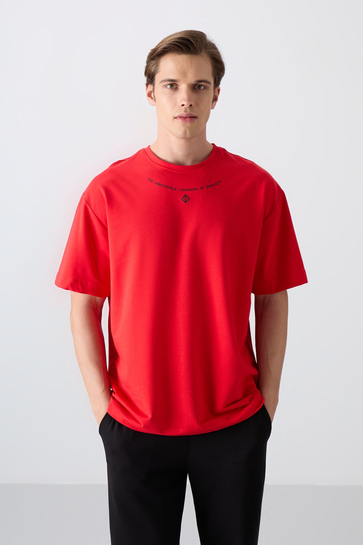 Fiesta Pamuklu Kalın Yumuşak Dokulu Oversize Fit Baskılı Erkek T-Shirt - 88343