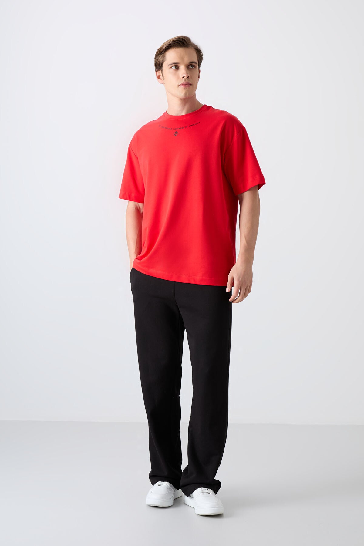 Fiesta Pamuklu Kalın Yumuşak Dokulu Oversize Fit Baskılı Erkek T-Shirt - 88343