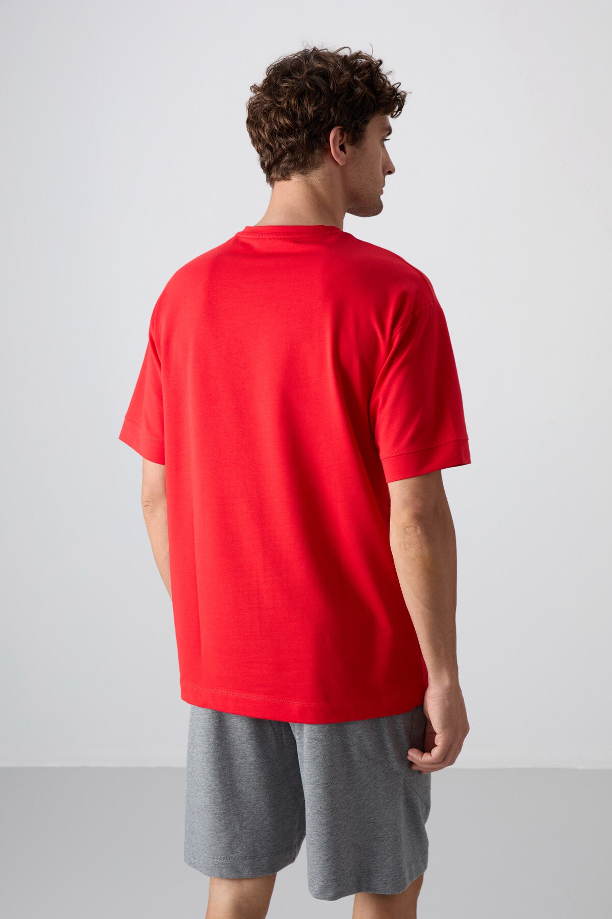 Fiesta Pamuklu Kalın Yumuşak Dokulu Oversize Fit Baskılı Erkek T-Shirt - 88342