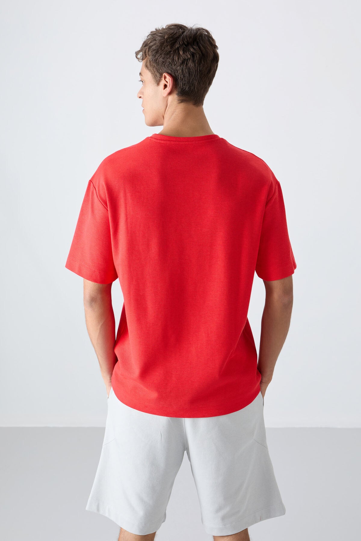 Fiesta Pamuklu Kalın Yüzeyi Dokulu Oversize Fit Baskılı Erkek T-Shirt - 88336