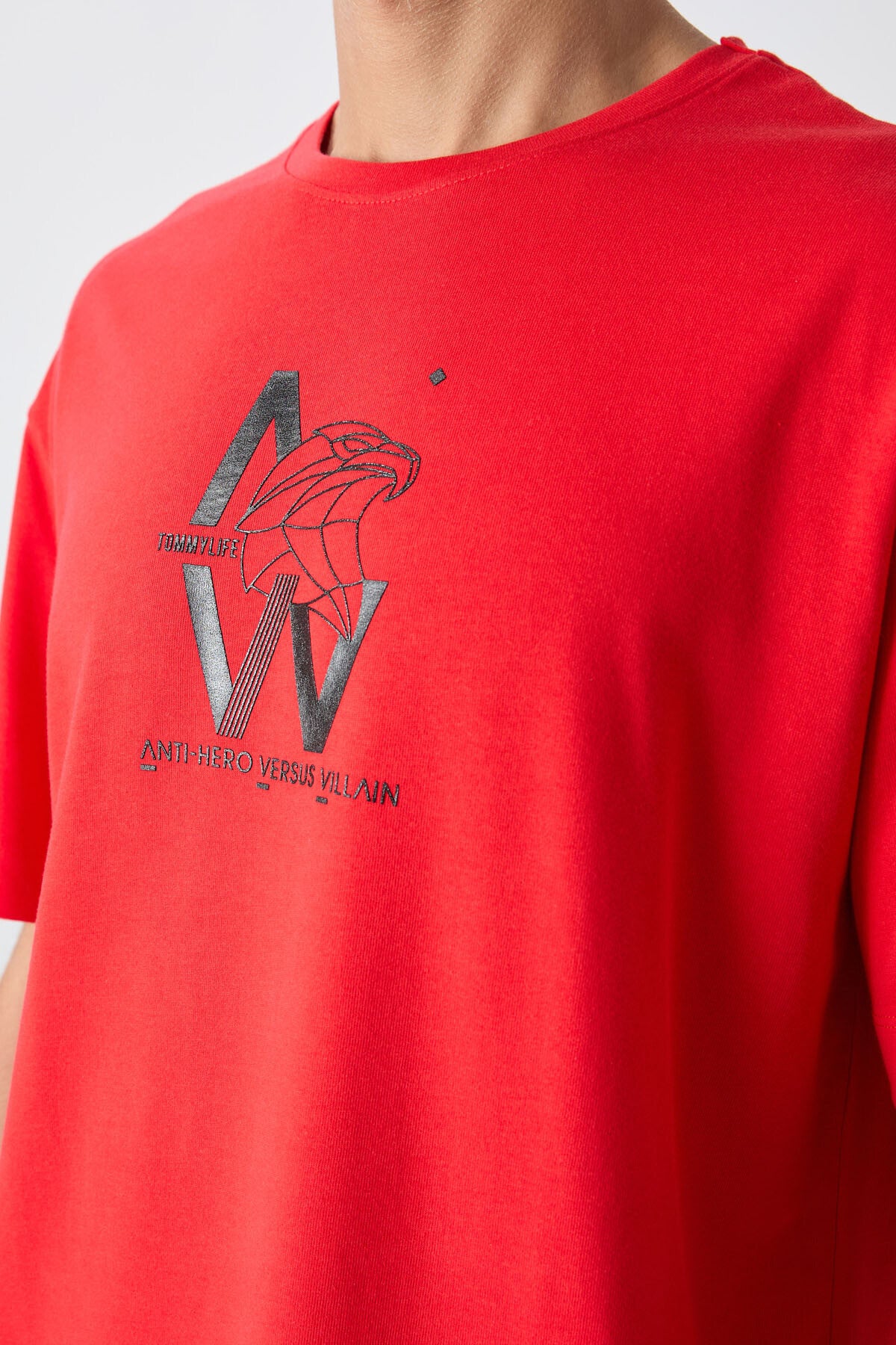 Fiesta Pamuklu Kalın Yumuşak Dokulu Oversize Fit Baskılı Erkek T-Shirt - 88332