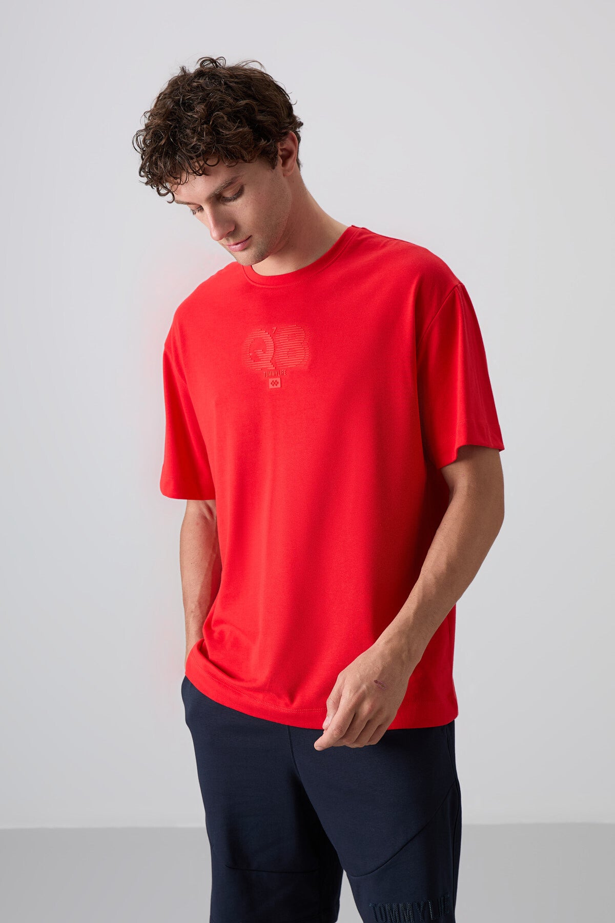 Fiesta Pamuklu Kalın Yumuşak Dokulu Oversize Fit Baskılı Erkek T-Shirt - 88333