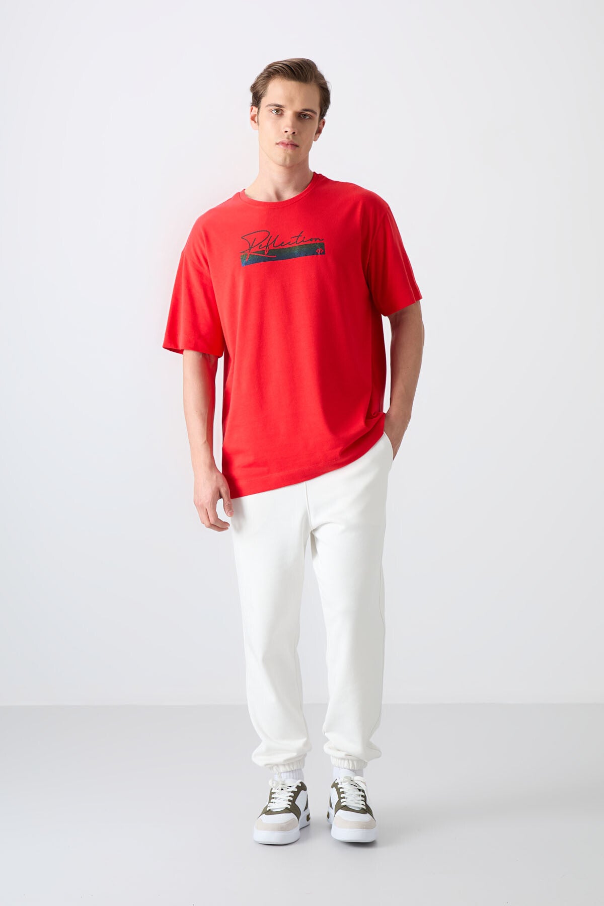 Fiesta Pamuklu Kalın Yumuşak Dokulu Oversize Fit Baskılı Erkek T-Shirt - 88334