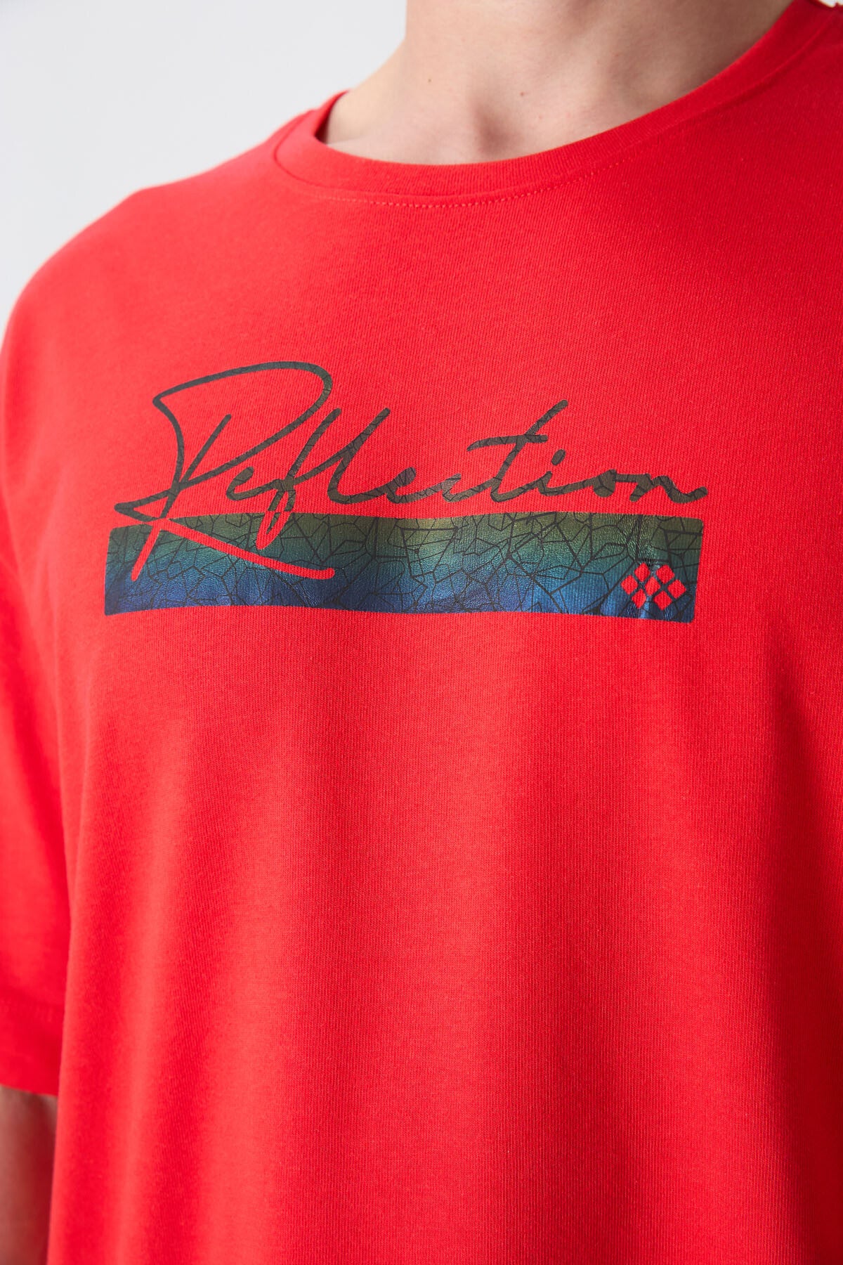 Fiesta Pamuklu Kalın Yumuşak Dokulu Oversize Fit Baskılı Erkek T-Shirt - 88334