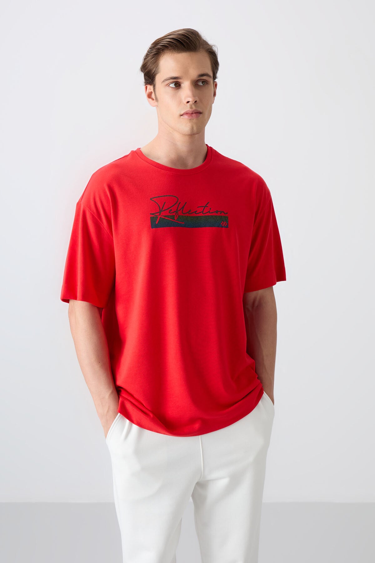 Fiesta Pamuklu Kalın Yumuşak Dokulu Oversize Fit Baskılı Erkek T-Shirt - 88334