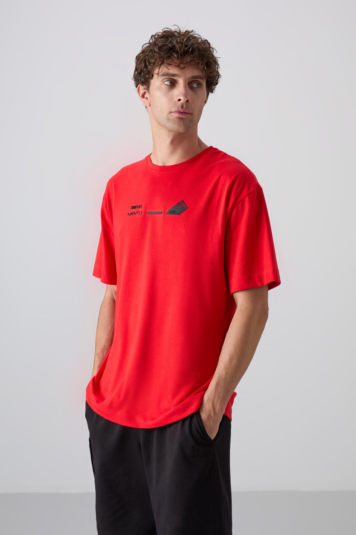 Fiesta Pamuklu Kalın Yumuşak Dokulu Oversize Fit Baskılı Erkek T-Shirt - 88330