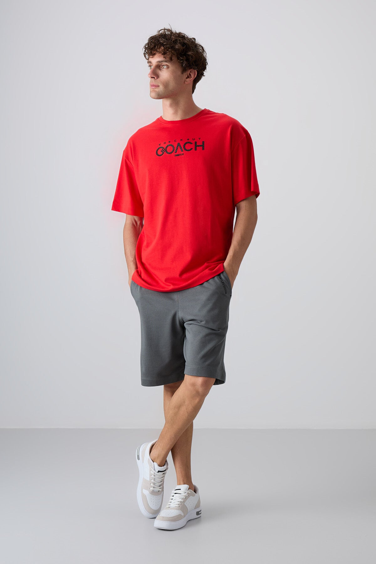 Fiesta Pamuklu Kalın Yumuşak Dokulu Oversize Fit Baskılı Erkek T-Shirt - 88329