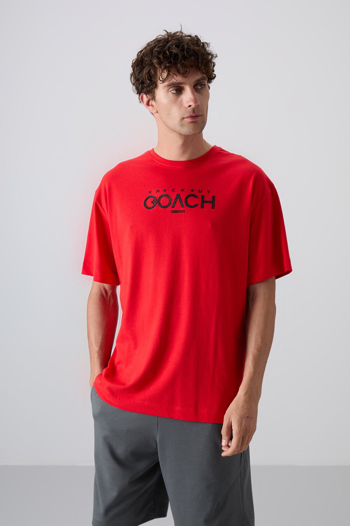 Fiesta Pamuklu Kalın Yumuşak Dokulu Oversize Fit Baskılı Erkek T-Shirt - 88329