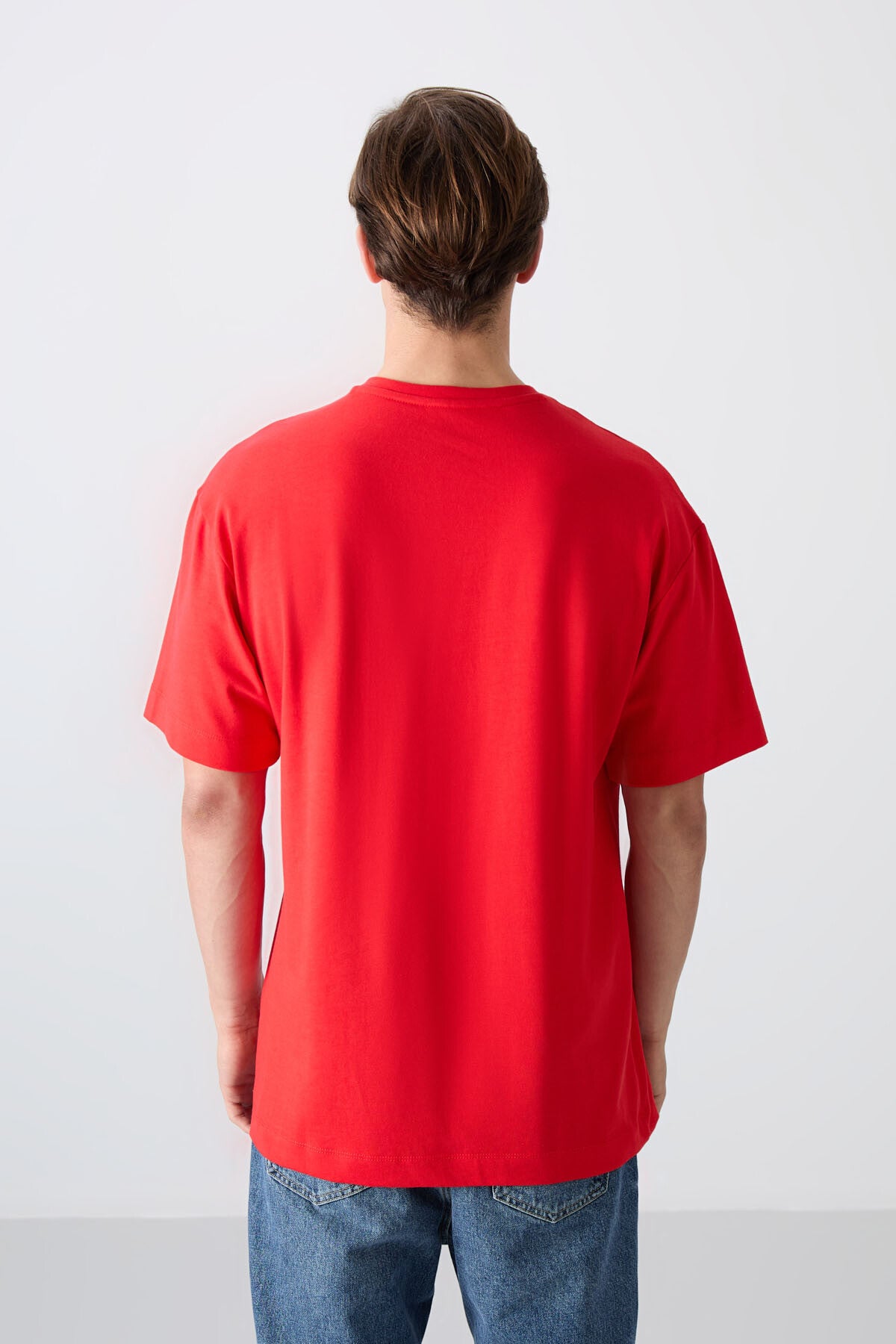 Fiesta Pamuklu Kalın Yumuşak Dokulu Oversize Fit Baskılı Erkek T-Shirt - 88328