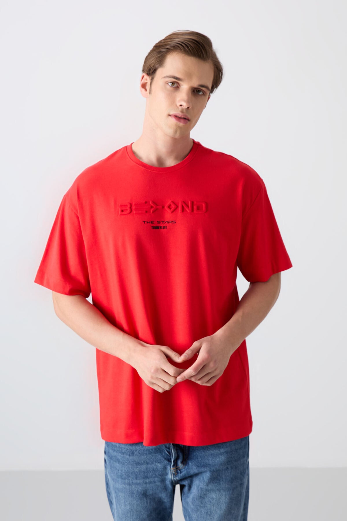 Fiesta Pamuklu Kalın Yumuşak Dokulu Oversize Fit Baskılı Erkek T-Shirt - 88328