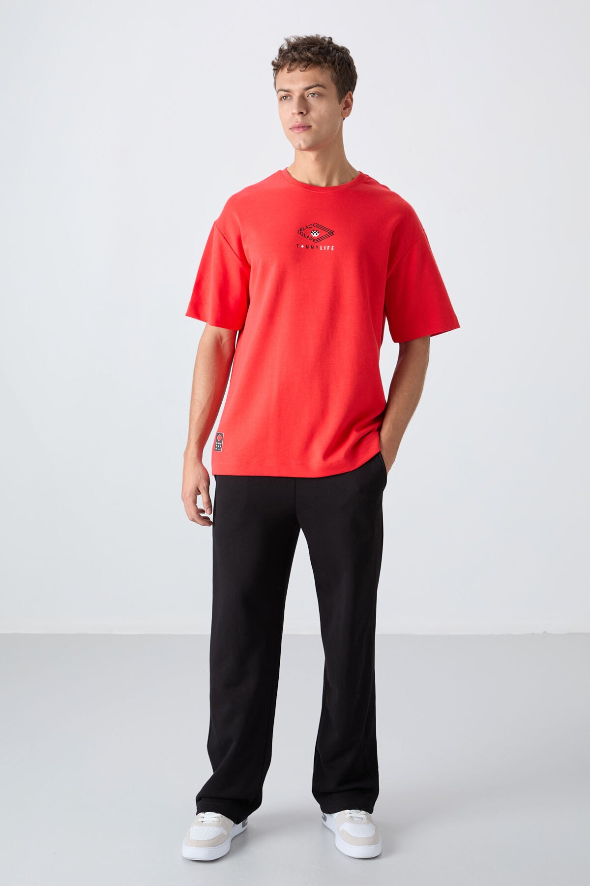 Fiesta Pamuklu Kalın Yumuşak Dokulu Oversize Fit Baskılı Erkek T-Shirt - 88325