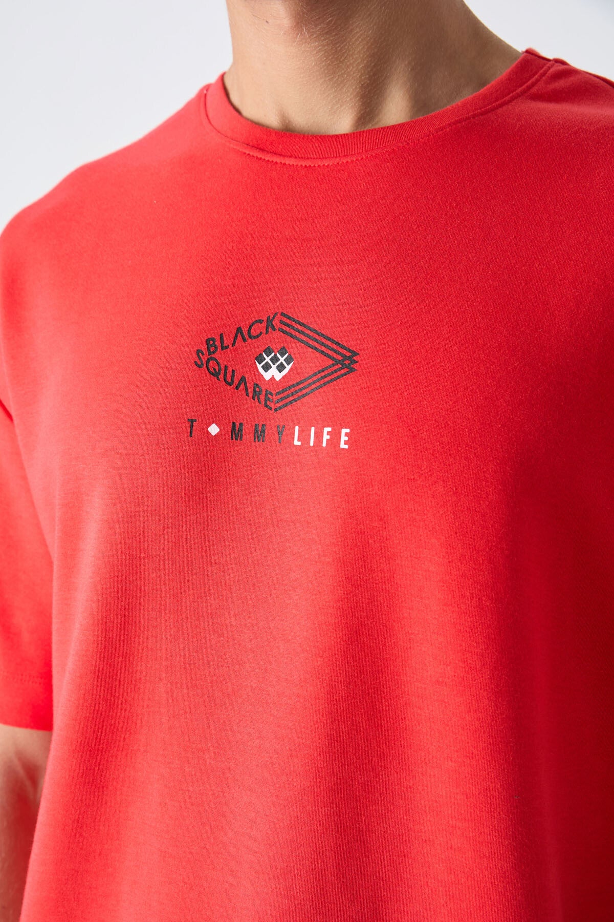 Fiesta Pamuklu Kalın Yumuşak Dokulu Oversize Fit Baskılı Erkek T-Shirt - 88325