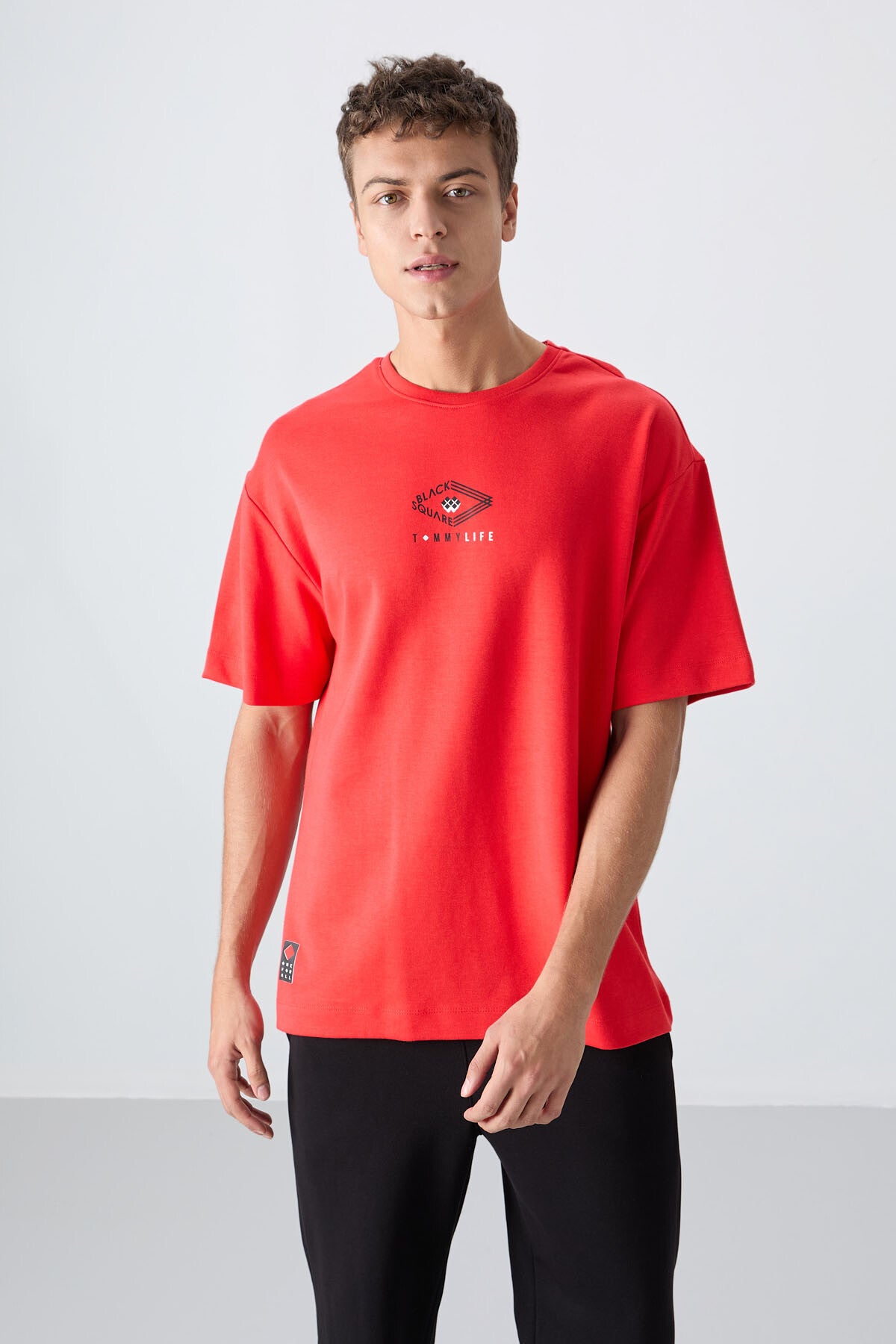 Fiesta Pamuklu Kalın Yumuşak Dokulu Oversize Fit Baskılı Erkek T-Shirt - 88325