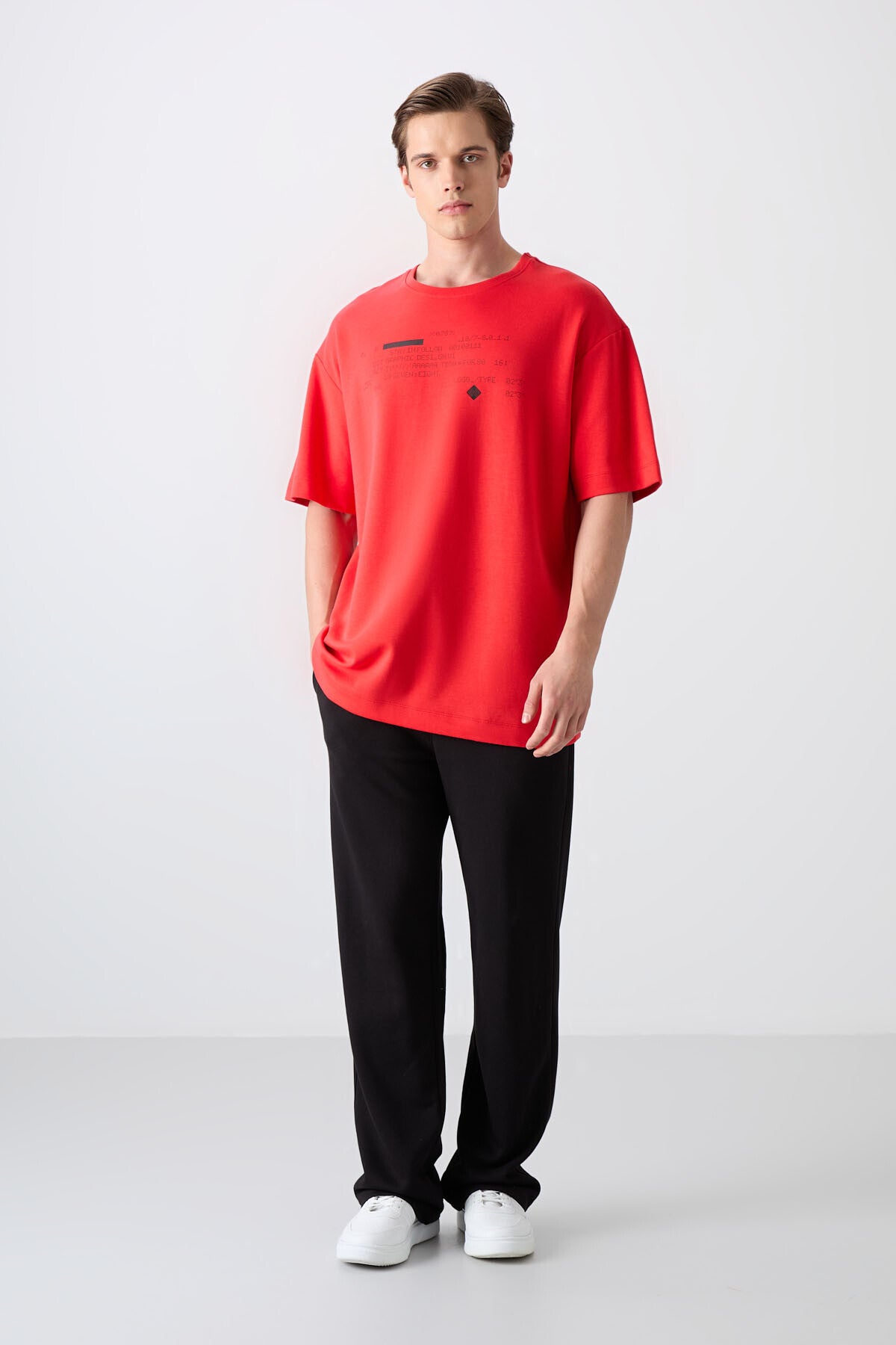 Fiesta Pamuklu Kalın Yumuşak Dokulu Oversize Fit Baskılı Erkek T-Shirt - 88326