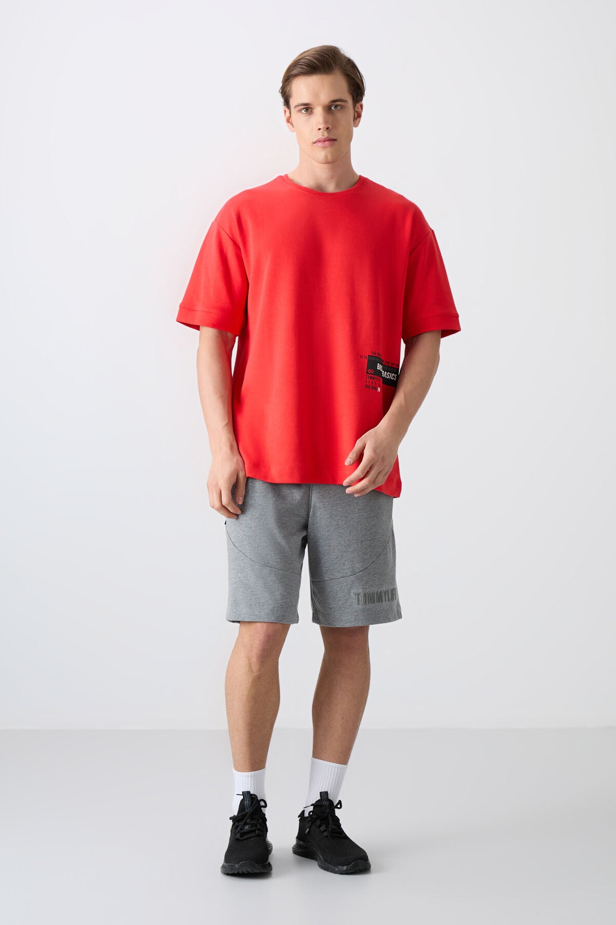 Fiesta Pamuklu Kalın Yumuşak Dokulu Oversize Fit Baskılı Erkek T-Shirt - 88322