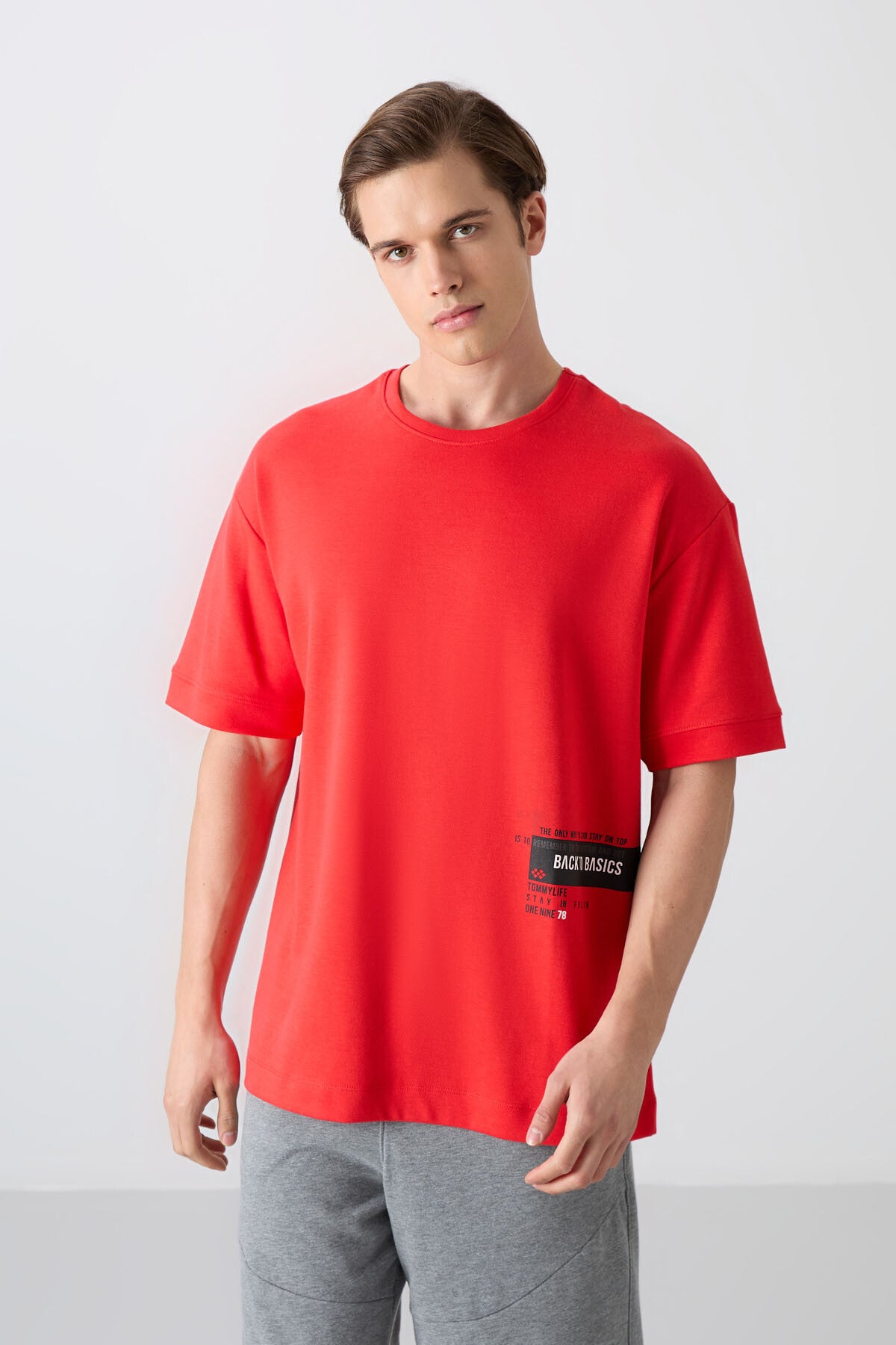 Fiesta Pamuklu Kalın Yumuşak Dokulu Oversize Fit Baskılı Erkek T-Shirt - 88322